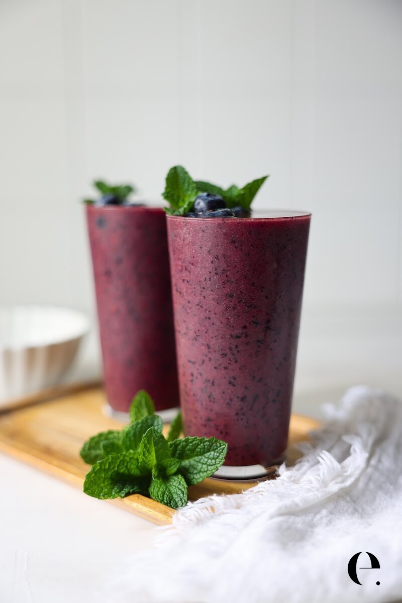 Blueberry Smoothies on tray