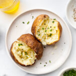 Air Fryer Baked Potatoes on a Plate