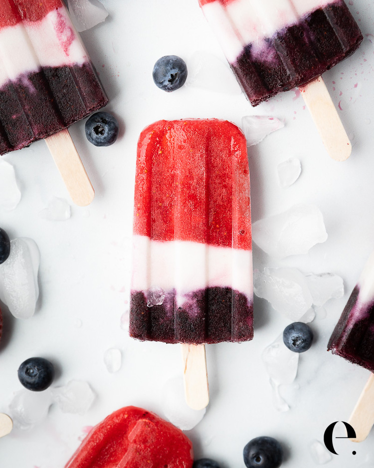 Healthy Red, White and Blue Rocket Popsicle 