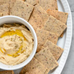 Almond Flour Crackers on plate with dip
