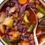 Veggie Soup Recipe Closeup in Bowl Healing Picks