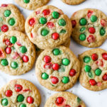 M&M Christmas Cookies on white background
