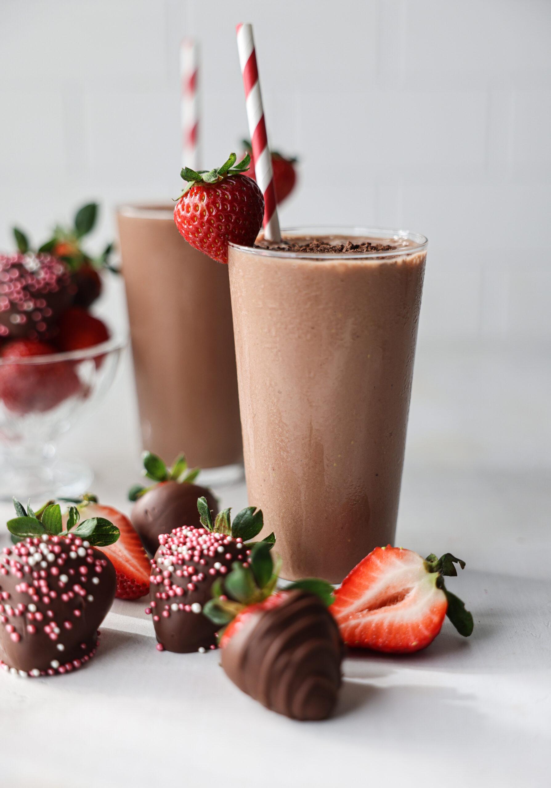 Chocolate strawberry smoothie front