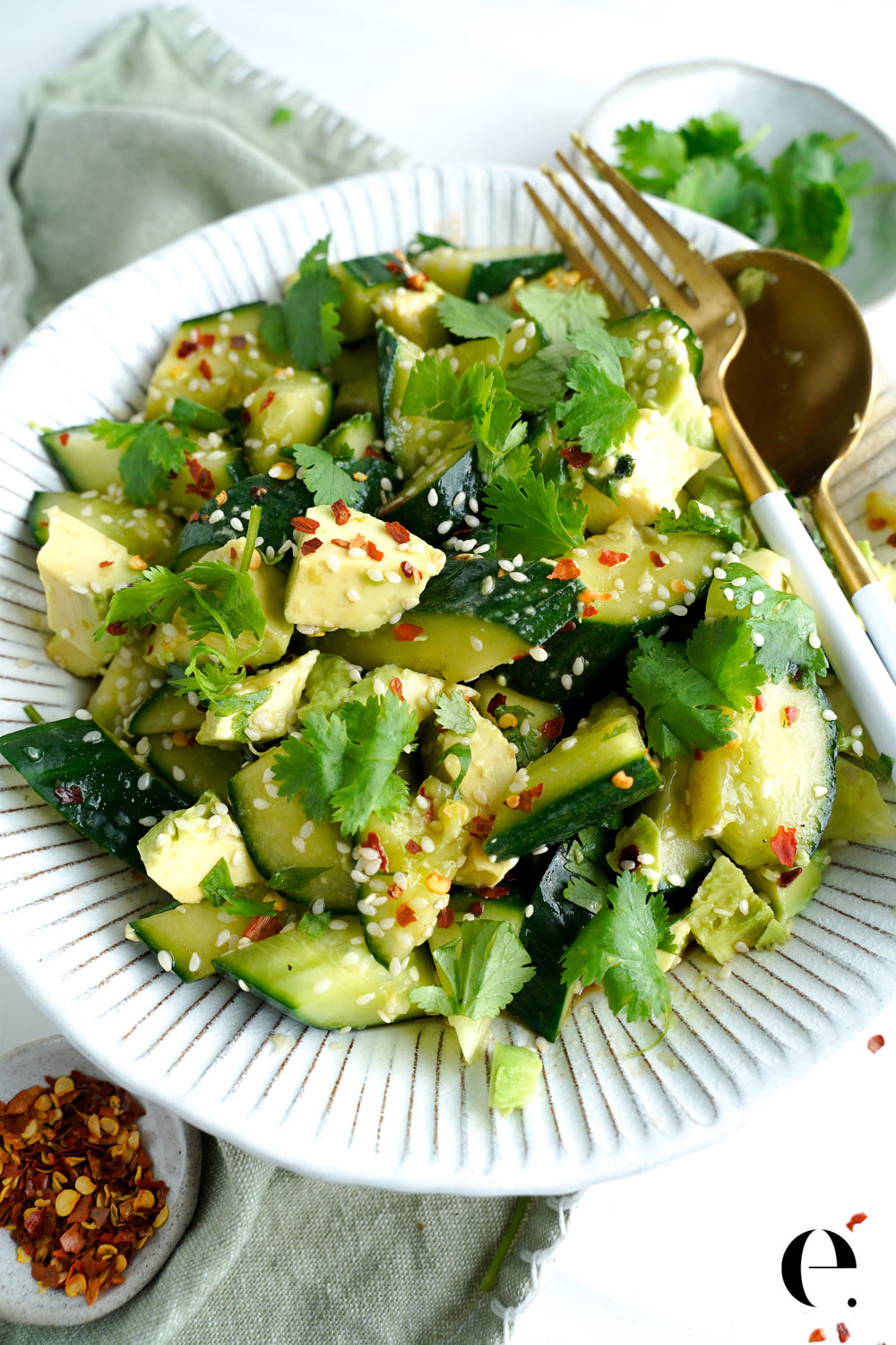 Sesame Cucumber Salad with avocado