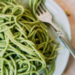 Pesto Spaghetti Recipe on plate