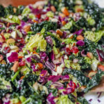 Fall Cabbage Salad with Kale Crunchy Cabbage Almonds and Maple Dijon Dressing