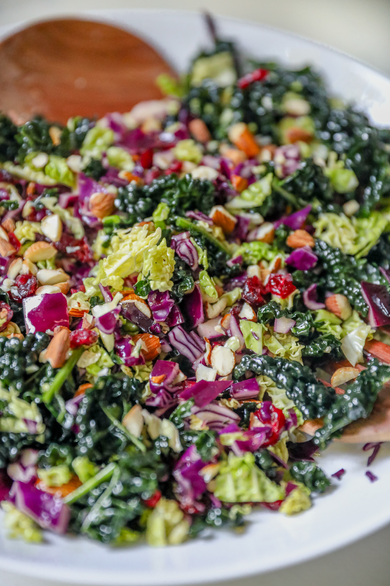 Fall Cabbage Salad with Kale Crunchy Cabbage Almonds and Maple Dijon Dressing