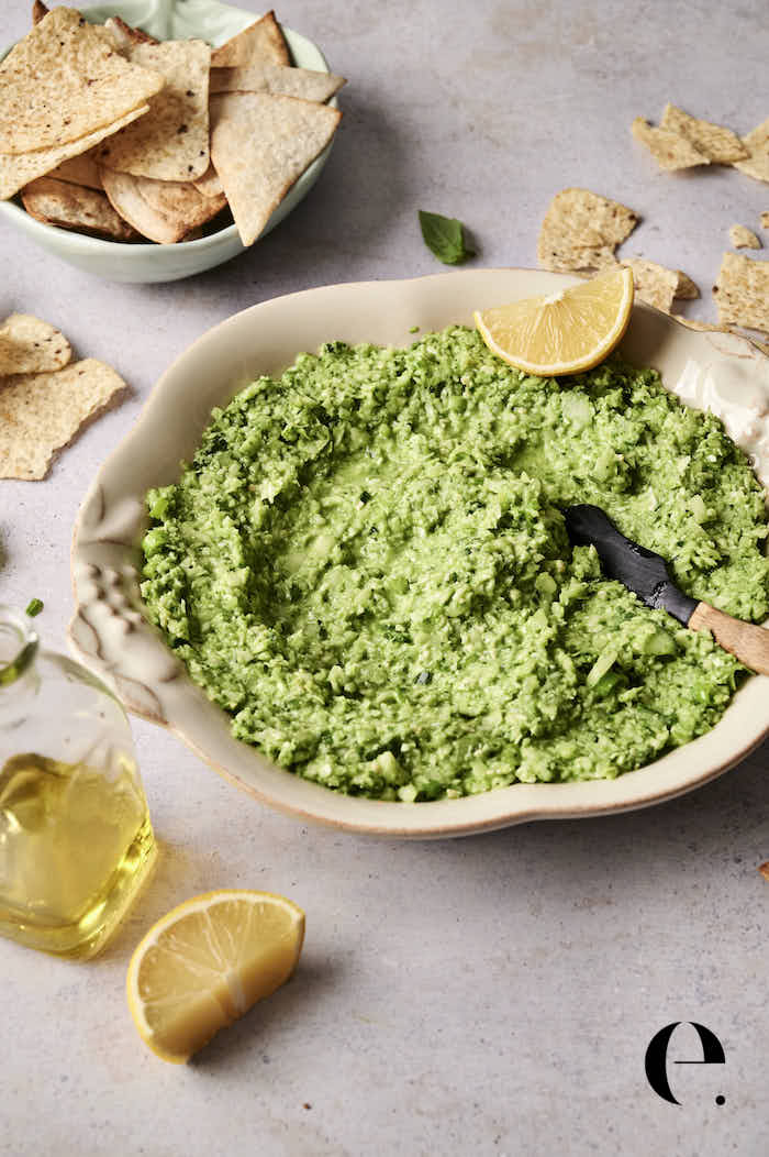Green Goddess Salad Recipe in Bowl with Tortilla Chips from Tiktok by Elizabeth Rider