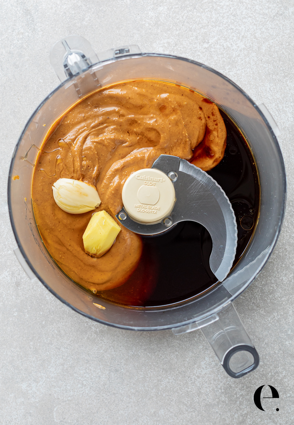 Homemade Thai peanut sauce blended in a food processor by Elizabeth Rider