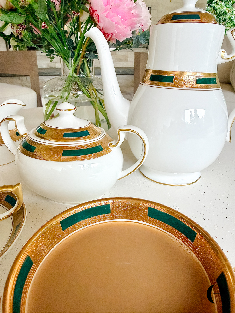 closeup Aynsley Empress Tea Set