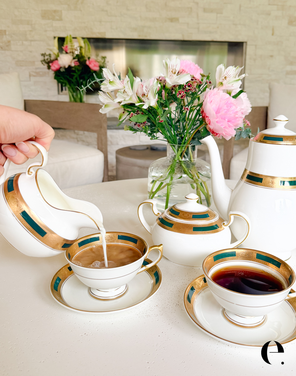 Aynsley Empress Tea Set with milk outside