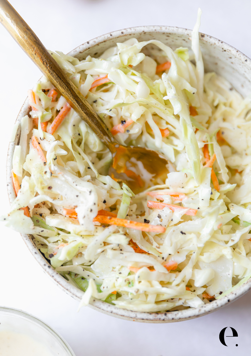 Homemade coleslaw recipe in a bowl by Elizabeth Rider