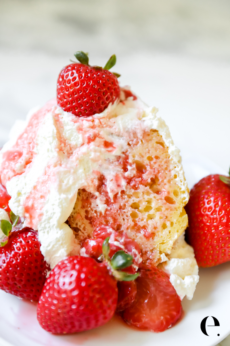Slice of Strawberry Shortcake with whipped cream and fresh strawberries by Elizabeth Rider